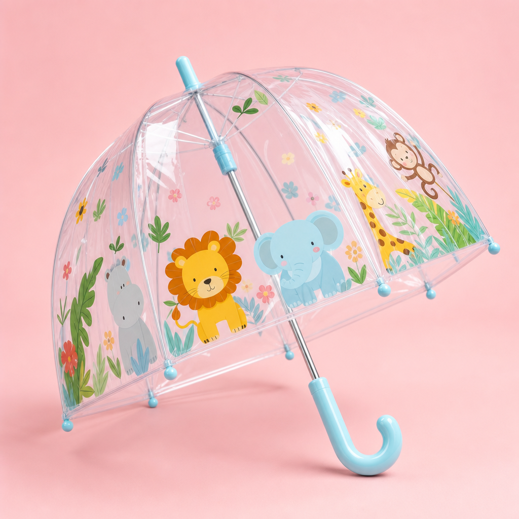 Cute Childrens Umbrella with Animal Print Canopy