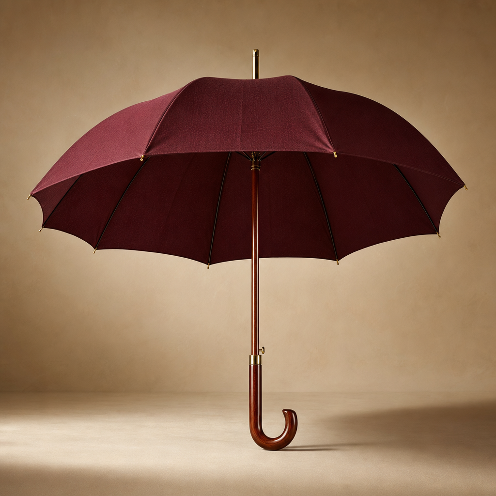 Classic Straight Stick Umbrella with Wooden Crook Handle